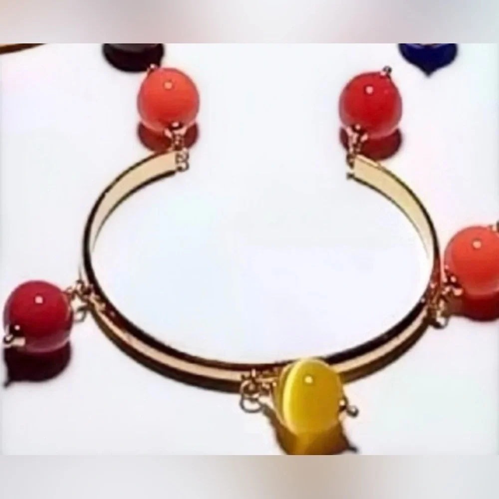 kate spade second nature gold tone bracelet orange red yellow Dangling charms - Picture 3 of 6
